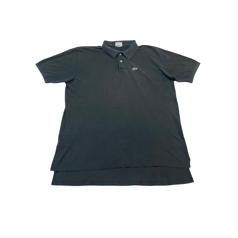 Vintage Izod Lacoste Mens XXLT Tall Polo Shirt Black Pique Cotton Crocodile Logo